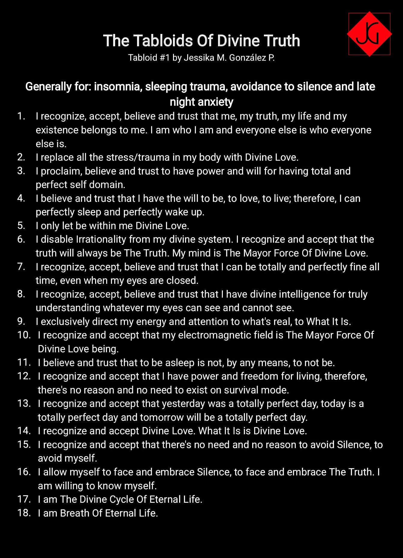 Affirmations for: insomnia, sleeping trauma, avoidance to silence and late night anxiety